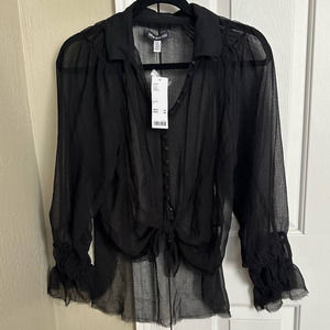 Urban Outfitters Black Sheer Blouse